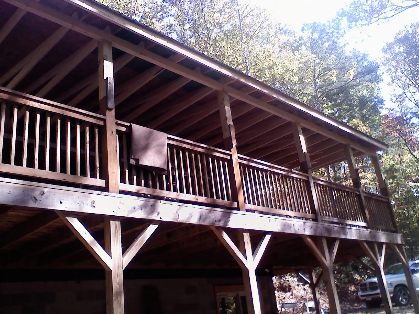 Timber framing under a new elevated porch and deck — Roof Leak Repair in Oakland City by Roofing Brothers